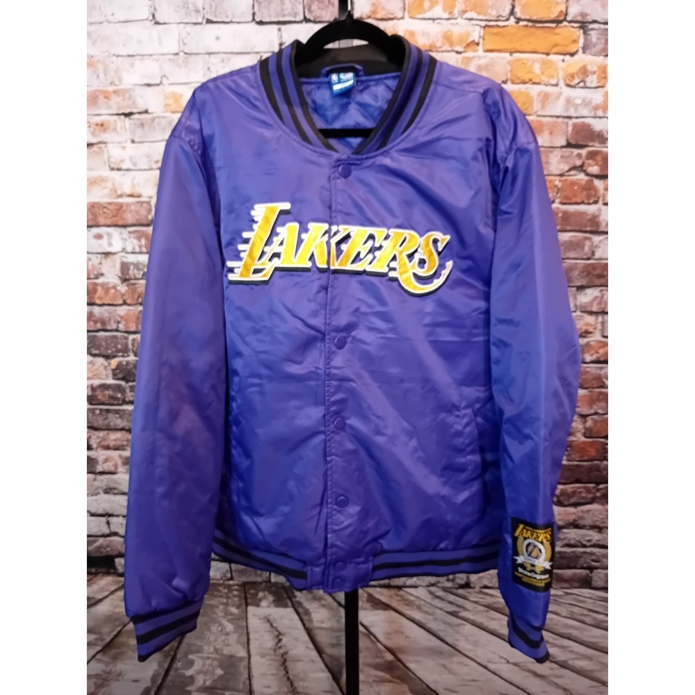 Ultra Game NBA Los Angeles Lakers Satin Bomber Varsity Jacket Mens XL Basketball